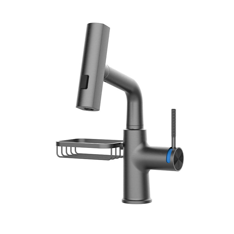 Hot & Cold Faucet White Gun Metal Finish Basket Type