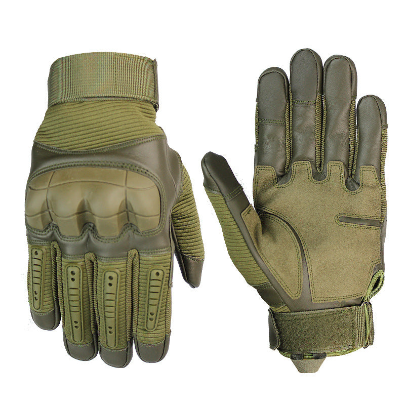 Outdoor Tactical Gloves Army Green Front and Black Views