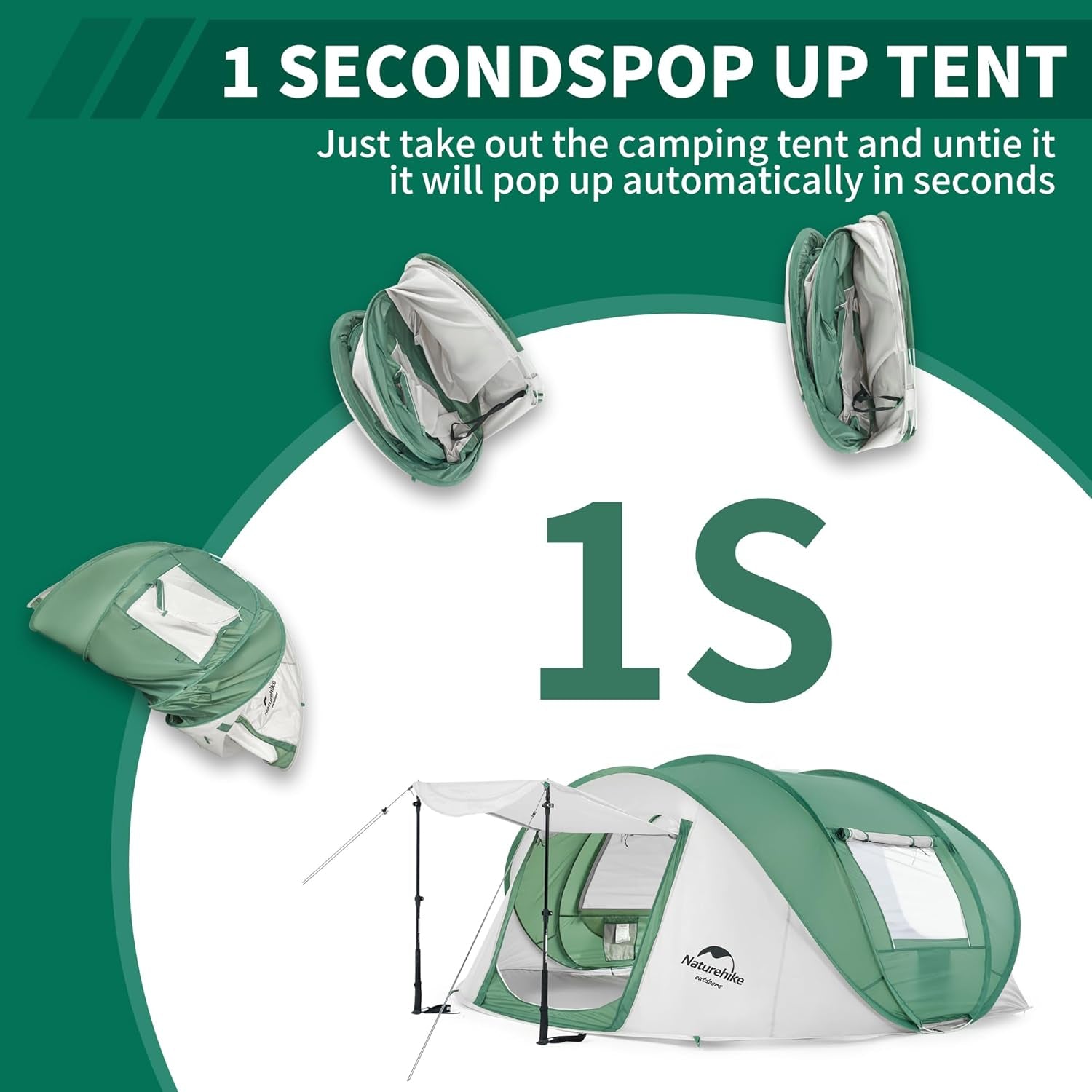 3-4 Person Pop up Tent, Easy Setup Instant Tent, Pop up Tent for Camping, Hiking