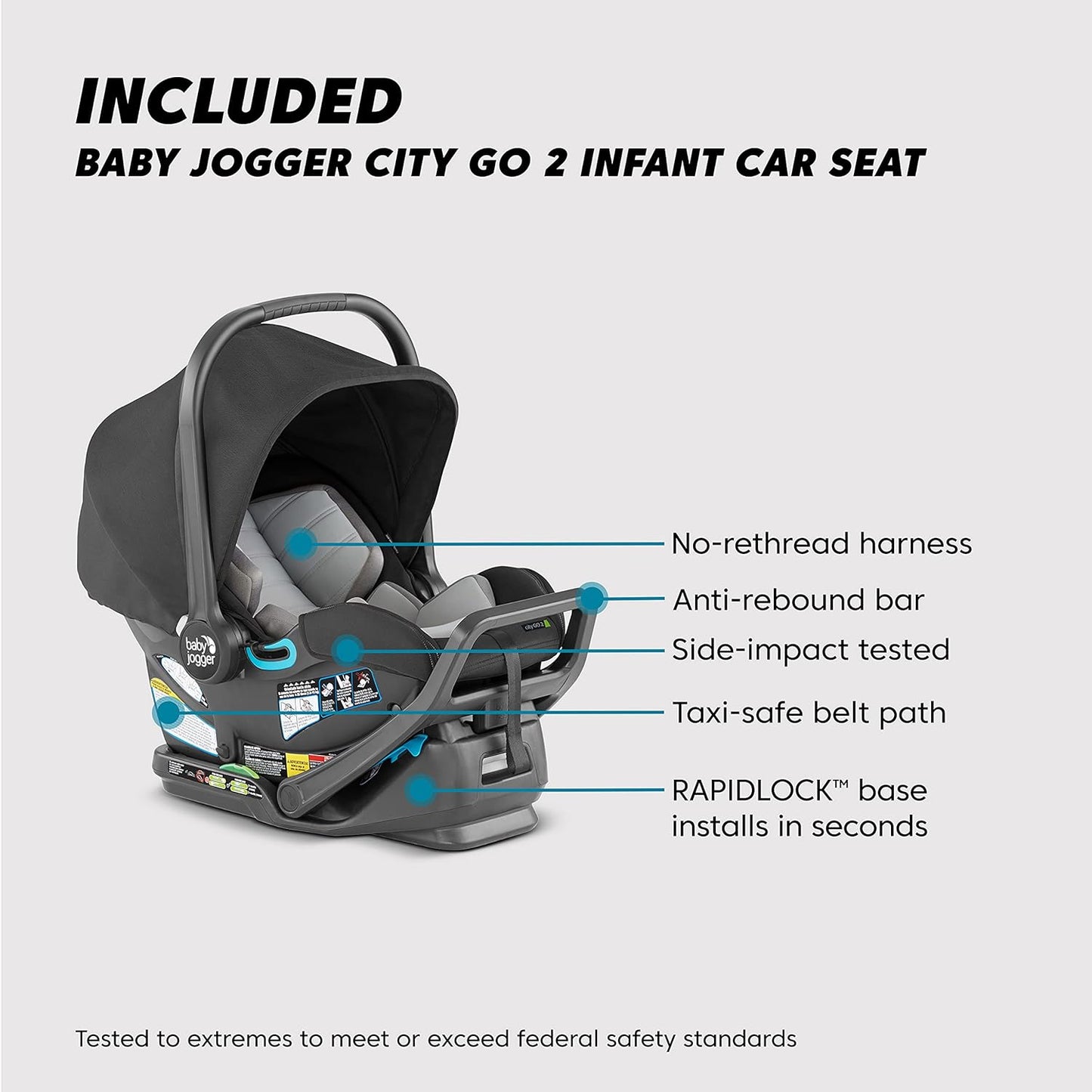 City Select 2 Single-To-Double Modular Travel System, Includes City GO 2 Infant Car Seat, Radiant Slate