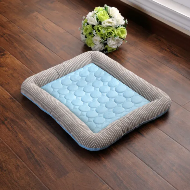 Pet Cooling Pad Bed Blue Stripes